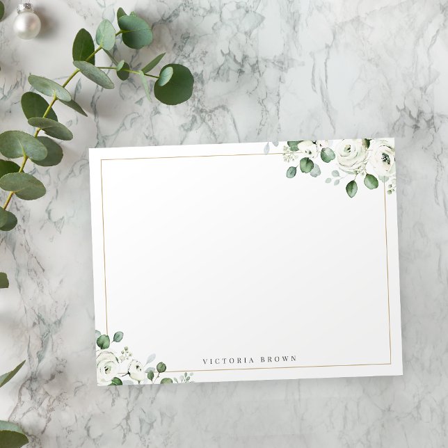 Eukalyptusgrün Blumengestation Personalisiert Stat Mitteilungskarte (Eucalyptus greenery Floral Personalized Stationery Note Card)