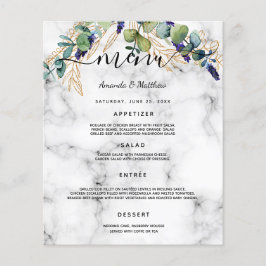 Eukalyptusgrün, Marmor, Hochzeitmenü, Gold