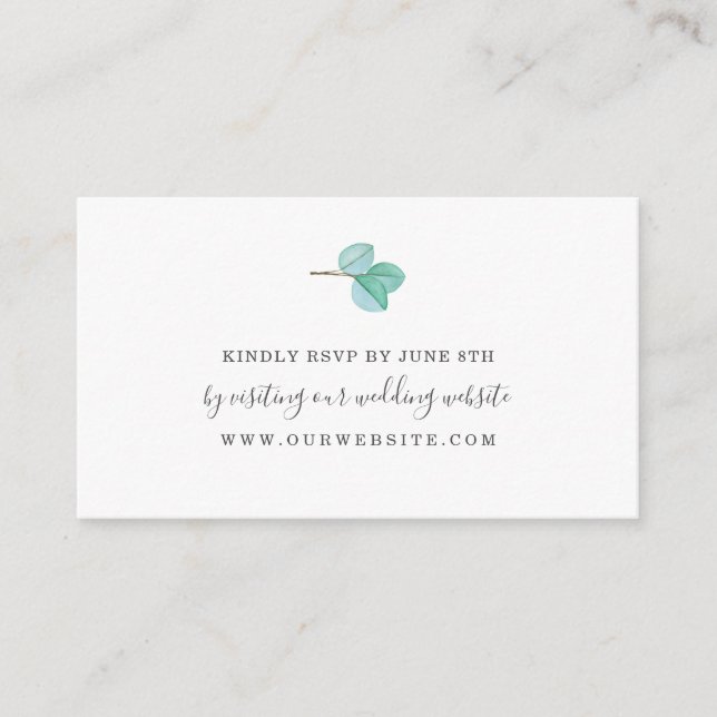 Eukalyptusgrün-Monogramm-Hochzeit RSVP online Begleitkarte (Vorderseite)