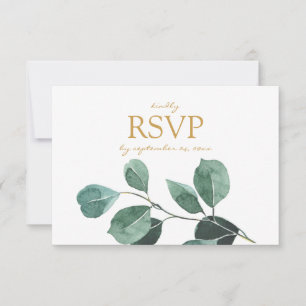 Eukalyptusleaf mit Optionen für die Mahlzeit RSVP- RSVP Karte