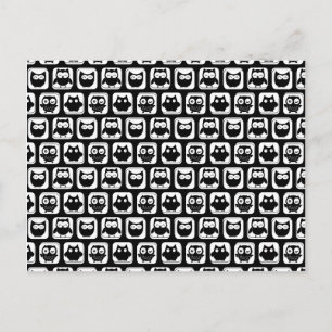 Eukalyptusmuster in Schwarz und Weiß Postkarte