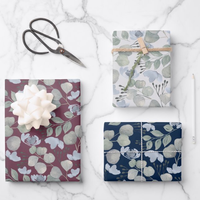 Eukalyputus-Hochzeit Geschenkpapier Set (Vorderseite)