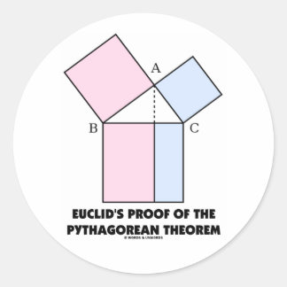 Euklids Beweis des pythagorischen Theorem Runder Aufkleber