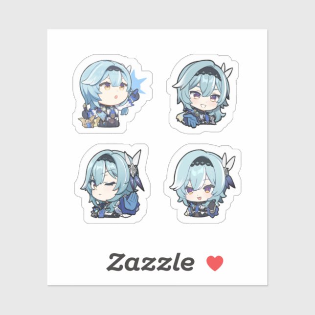 Eula Genshin Impact 4er Stickerbogen Aufkleber (Blatt)