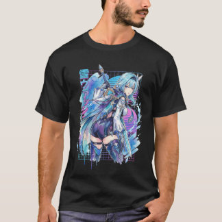 Eula Vaporwave Genshin Impact Synthwave Stiefel T-Shirt
