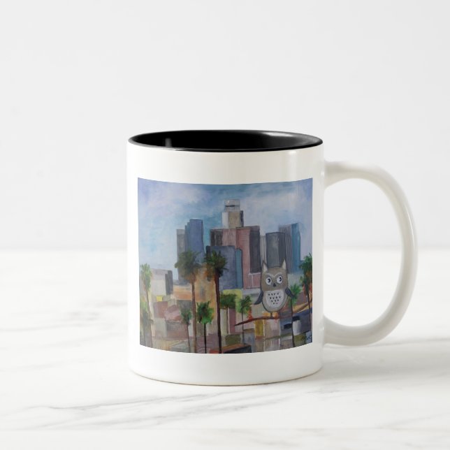 Eule 100_4966-1 im LA Zweifarbige Tasse (Rechts)