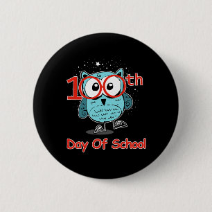 Eule 100. Schultag 100 Tage intelligentes T-Shirt Button