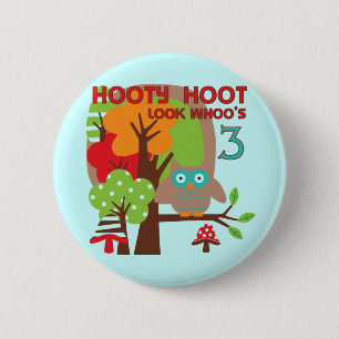 Eule 3. Geburtstag T - Shirt und Geschenke Button