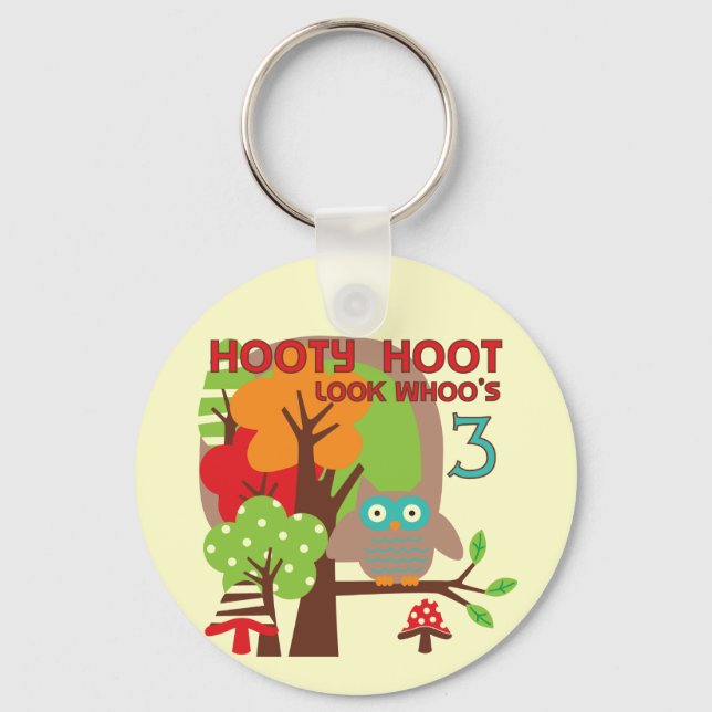 Eule 3. Geburtstag T - Shirt und Geschenke Schlüsselanhänger (Vorderseite)