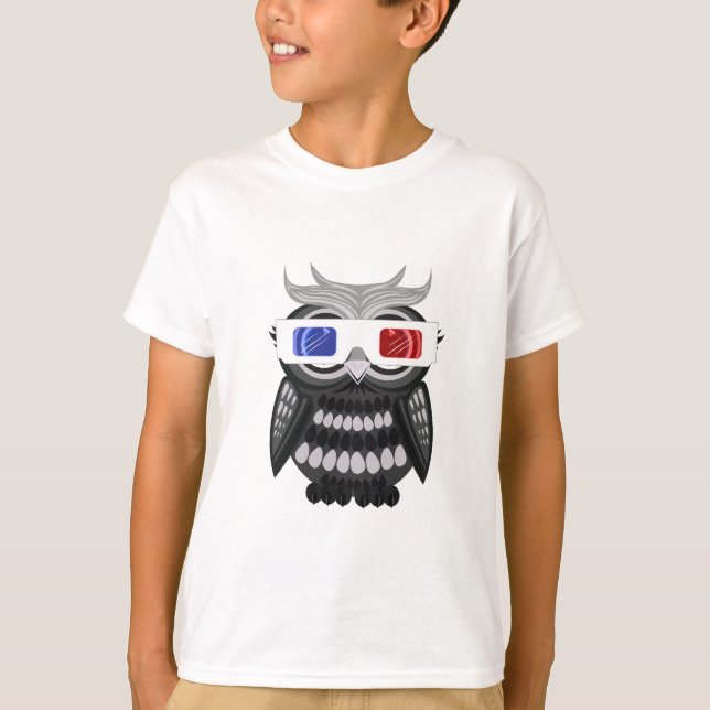 Eule - 3D-Brille T-Shirt (Vorderseite)