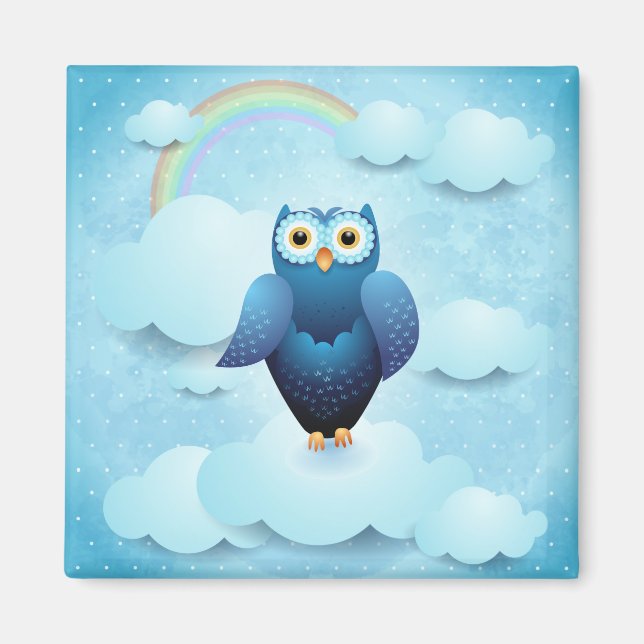 Eule am Himmel Magnet (Vorne)