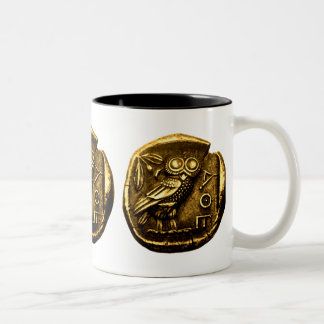 Eule auf altgriechischer Münze Zweifarbige Tasse