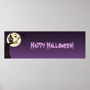 Eule auf dem Baumzweig Halloween Party Banner Poster