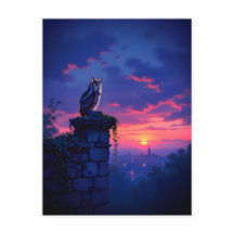 Eule auf dem Dach von Sunset City