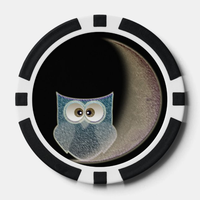 Eule auf dem Mond-Chip-Poker Pokerchips (Vorderseite)