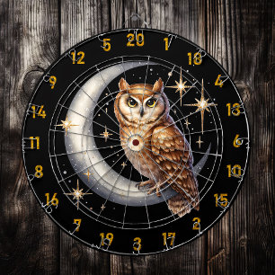 Eule auf dem Mond Dartscheibe