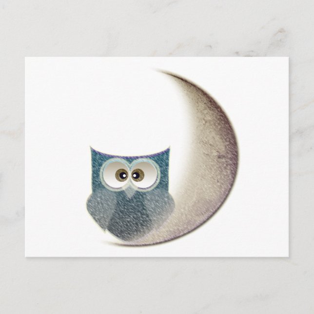 Eule auf dem Mond Postkarte (Vorderseite)