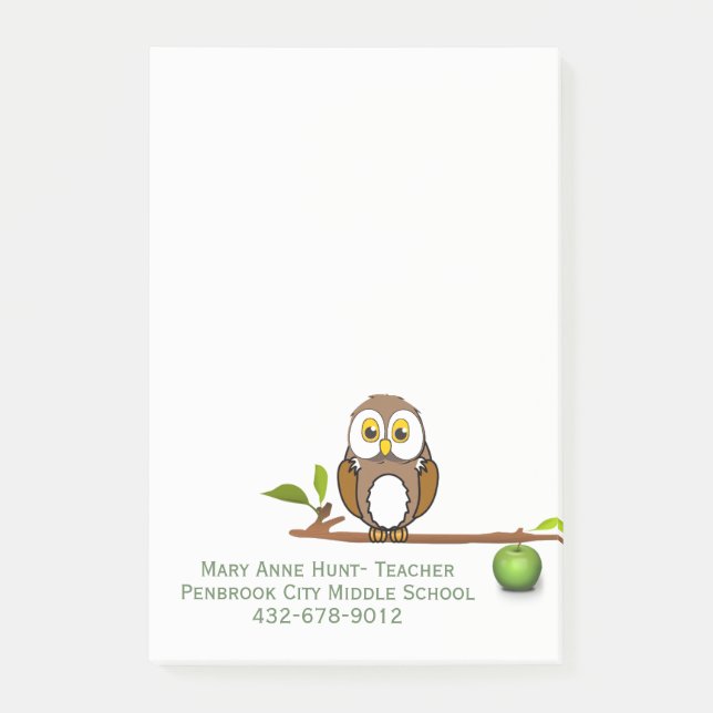 Eule auf dem Notizblock des (Vorderseite)