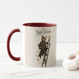 Eule auf der Bibliotheksleiter Tasse