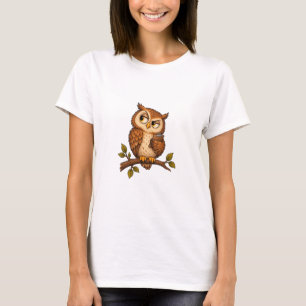 Eule auf einem Ast sitzend T-Shirt