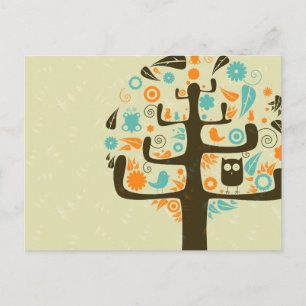 Eule auf einem Baumstreifen Postkarte