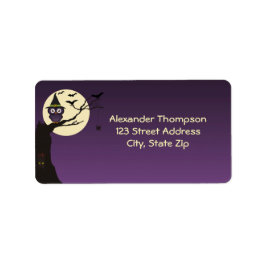 Eule auf einem Baumzweig Halloween-Adressetikett Adressaufkleber