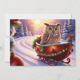 Eule auf einem Schlitten während der Ferien Einladung