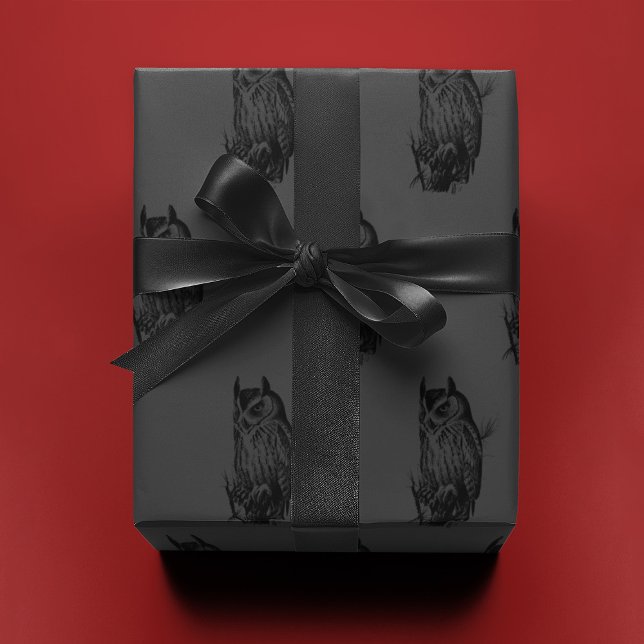 Eule auf Grau |  Geschenkpapier (Von Creator hochgeladen)