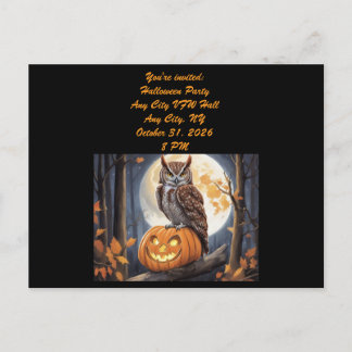 Eule auf Jack-o-Lantern Halloween-Einladung Einladungspostkarte