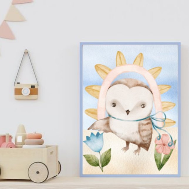 Eule, Babytiere, Boho, Blume, Regenbogen Poster (Von Creator hochgeladen)