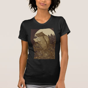 Eule beim Lesen bei Mondlicht T-Shirt