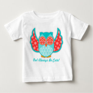 Eule Boheme aquamarin u. rot Baby T-shirt
