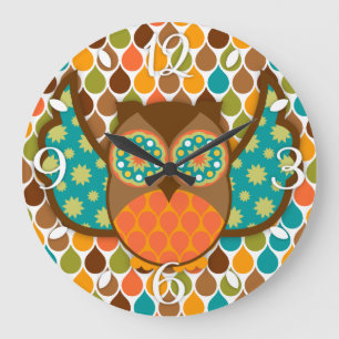 Eule Boheme Brown u. aquamarine Uhr