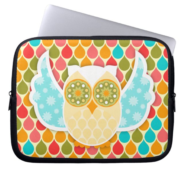 Eule Boheme Weiß Laptopschutzhülle (Vorderseite)