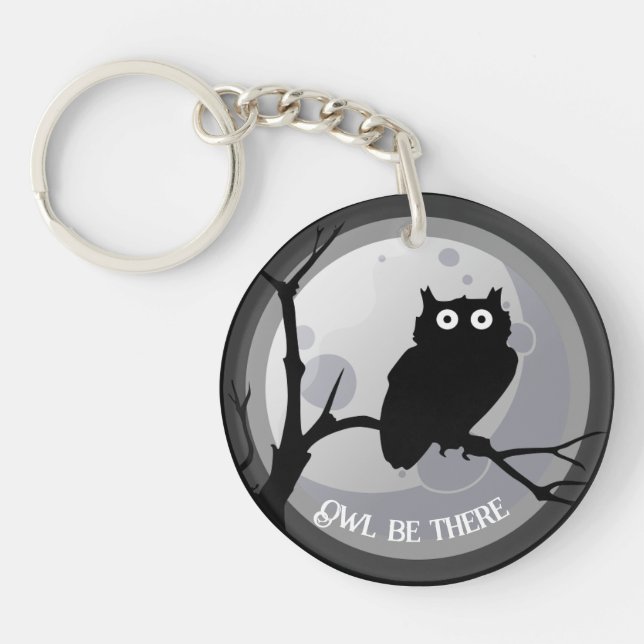 Eule da Owl Schwarz und Weiß Schlüsselanhänger (Vorderseite)