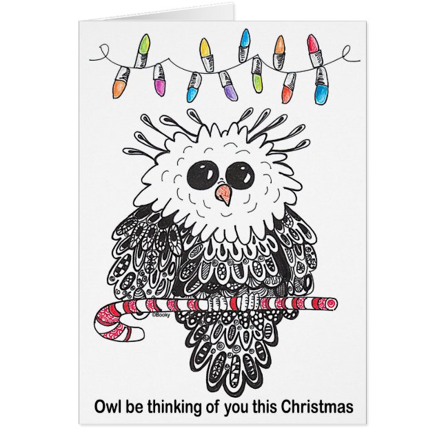 Eule denkt an Sie diese Weihnachtskarte (Vorne)