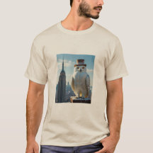 Eule, die durch den T - Shirt des Empire State Geb
