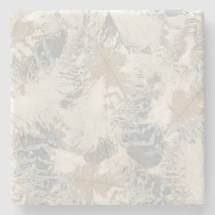 Eule Feathers, grau, beige und blau, Vogel, Licht, Steinuntersetzer