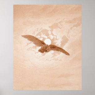 Eule fliegt gegen einen mondhellen Himmel Caspar F Poster