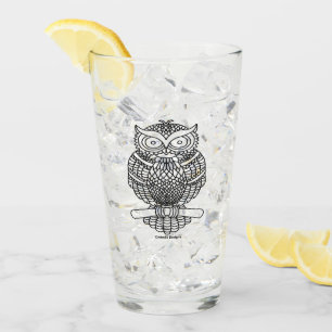 Eule - Glasbecher (schwarz) Glas