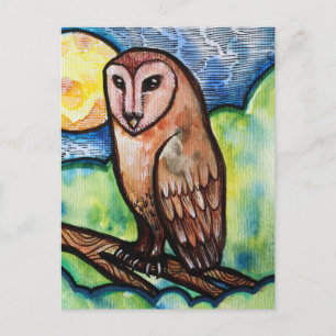 Eule Goldener Mond Postkarte