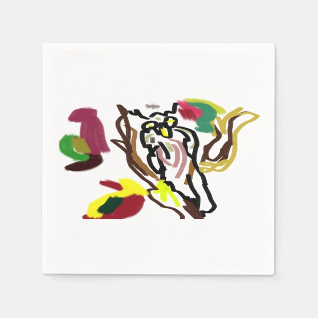 Eule Herbstöl Serviette (Vorderseite)