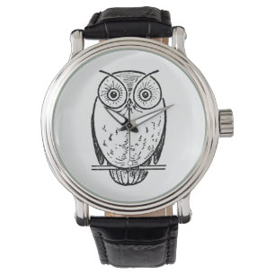 Eule Hoot Vintage-Druck Armbanduhr