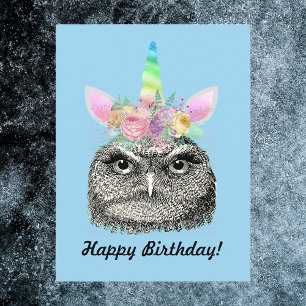 Eule-I-Mais Vintage Einhorn Eule Alles Gute zum Ge Postkarte