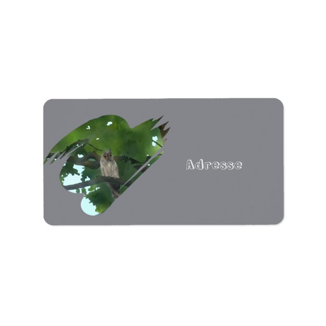 Eule im Baum Adressaufkleber (Vorne)