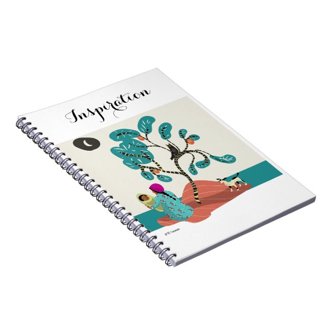 Eule im Baum, indische Mutter mit Baby u. Hund Notizblock (Rechte Seite)