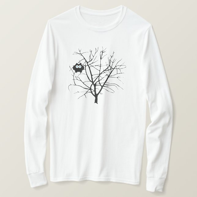 Eule im Baum T-Shirt (Design vorne)