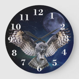 Eule im Flug Große Wanduhr
