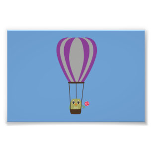 Eule im Heißluftballon mit einem Lutscher Fotodruck