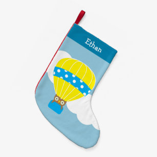 Eule im Heißluftballon Personalisiert Kleiner Weihnachtsstrumpf